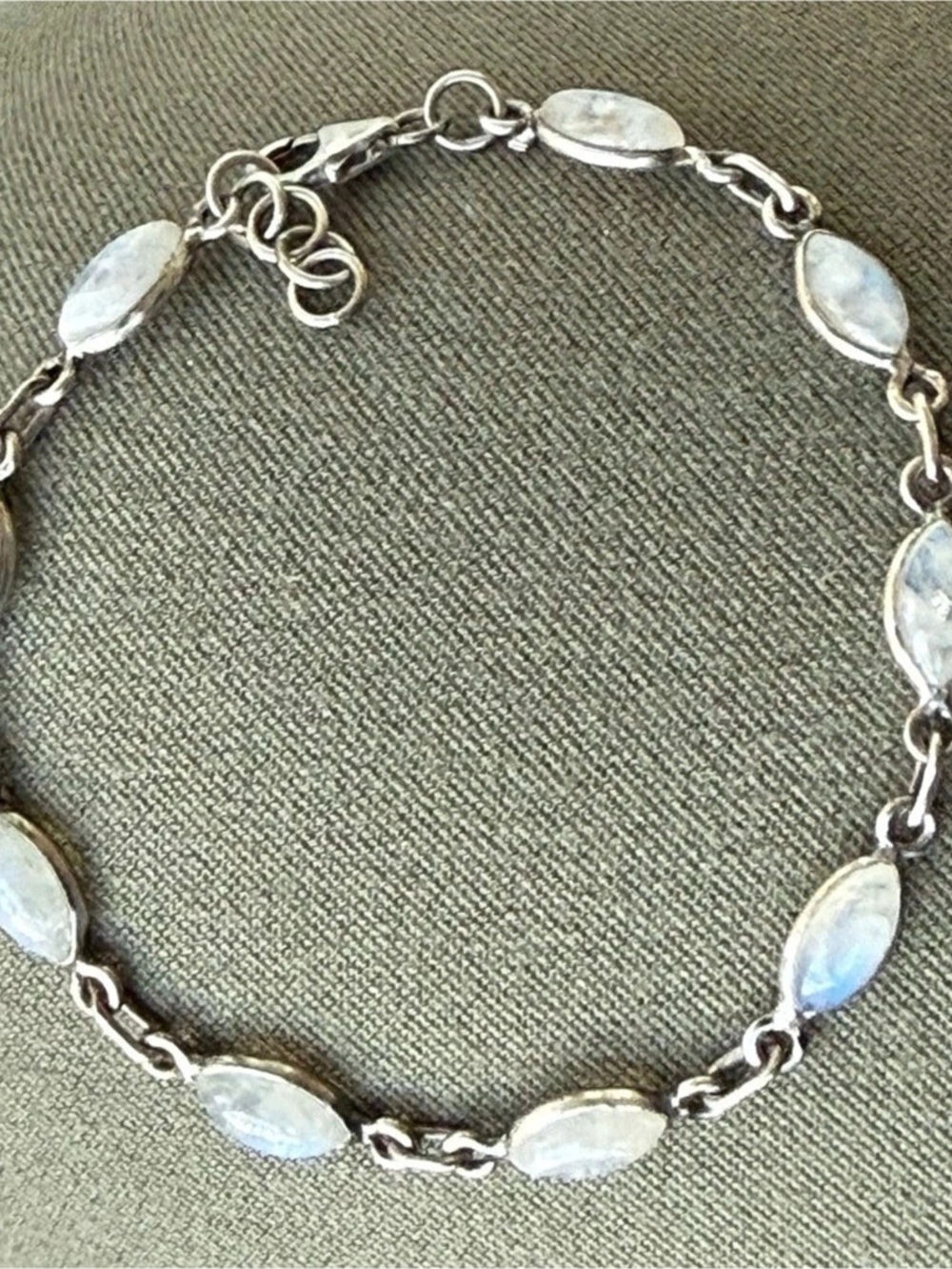 Sterling Silver Blue Rainbow Moonstone Vintage Bracelet